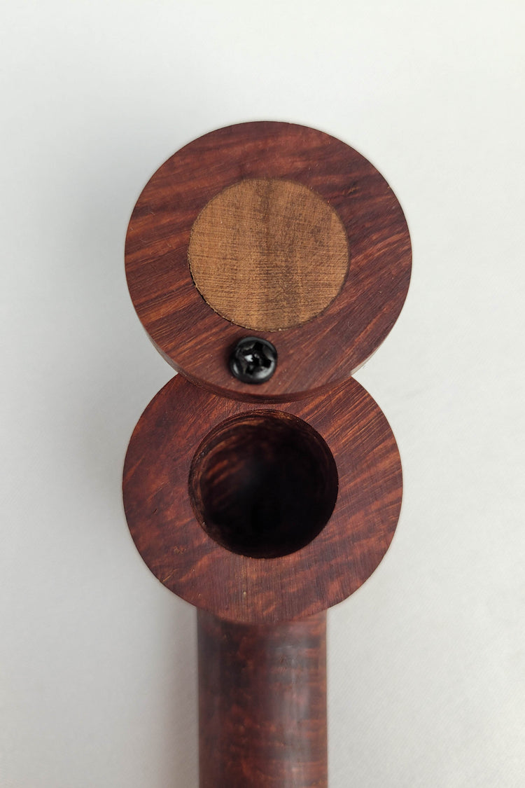 Briarwood Smoking Pipe with a Small Bowl and Mahogany Inlayed Cap