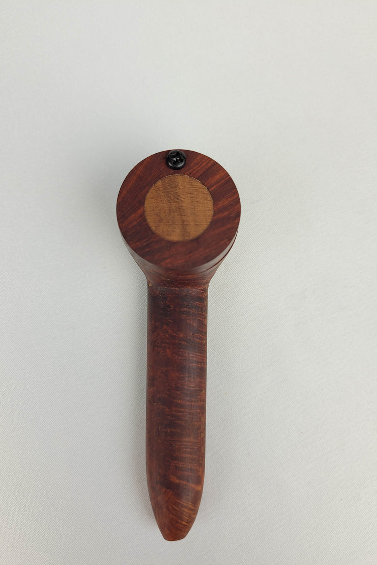 Briarwood Smoking Pipe with a Small Bowl and Mahogany Inlayed Cap