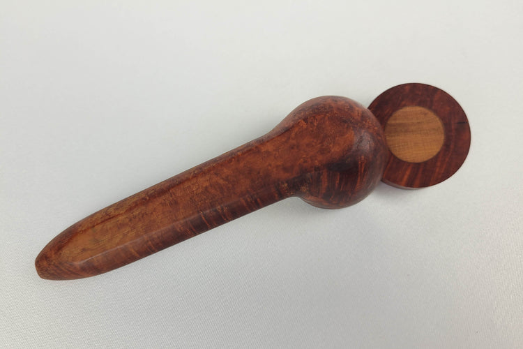 Briarwood Smoking Pipe with a Small Bowl and Mahogany Inlayed Cap