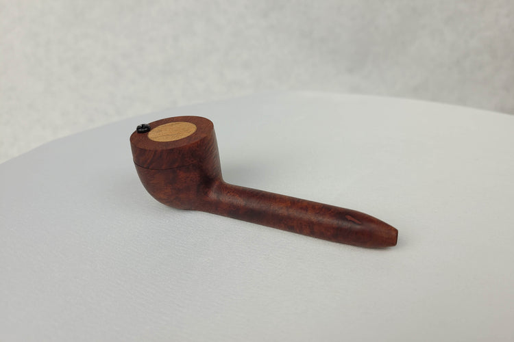 Briarwood Slender Smoking Pipe with Mahogany Inlayed Cap