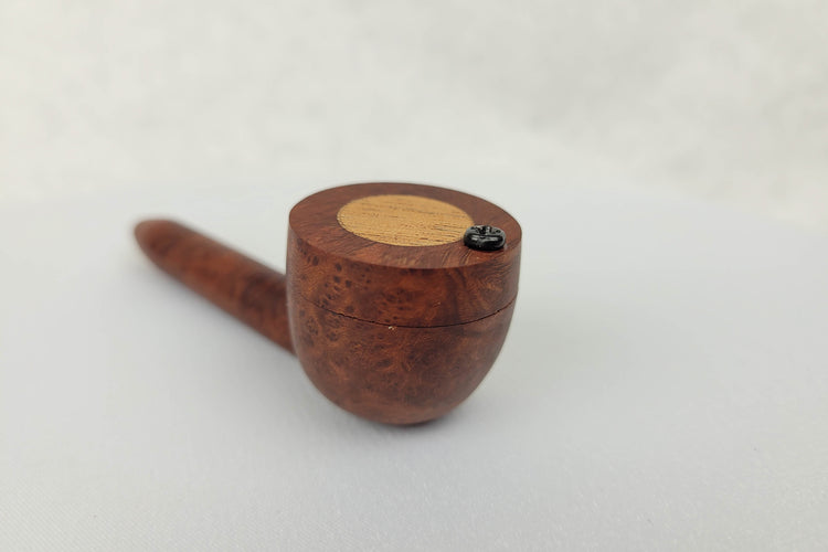 Briarwood Slender Smoking Pipe with Mahogany Inlayed Cap