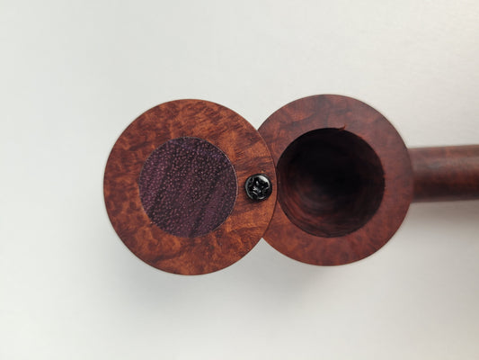 Large Bowl Briarwood Smoking Pipe with Purpleheart Inlayed Cap