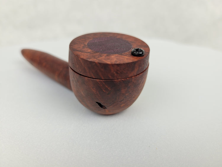 Large Bowl Briarwood Smoking Pipe with Purpleheart Inlayed Cap