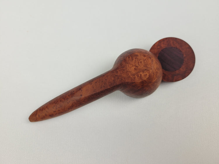 Large Bowl Briarwood Smoking Pipe with Purpleheart Inlayed Cap