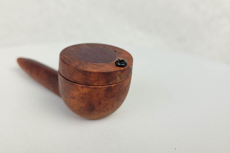 Briarwood Smoking Pipe with a Large Bowl and Purpleheart Inlayed Cap