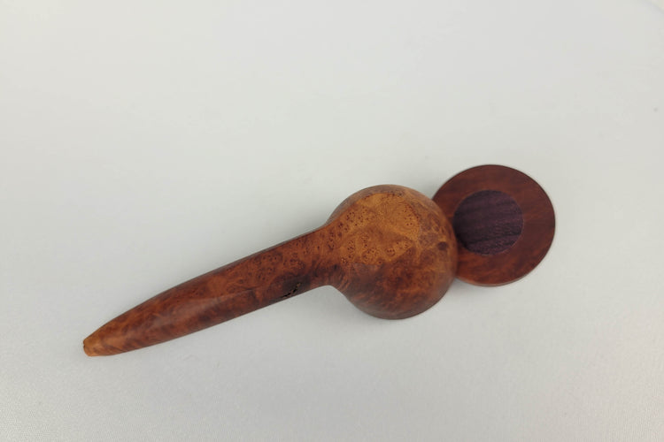 Briarwood Smoking Pipe with a Large Bowl and Purpleheart Inlayed Cap