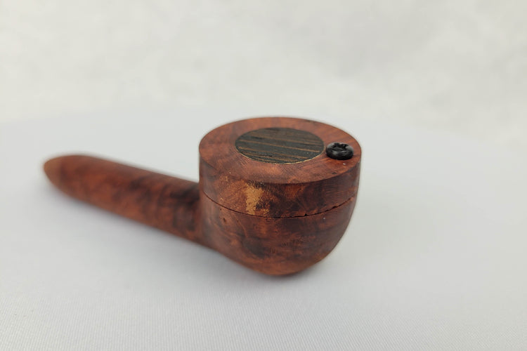 Briarwood Small Bowl Smoking Pipe with a Wenge Inlayed Cap