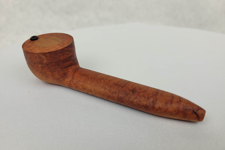 Longer Stem Briarwood Smoking Pipe with Bubinga Inlayed Cap