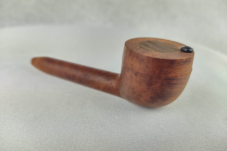 Briarwood Slender, Small Bowl Smoking Pipe with a Wenge Inlayed Cap