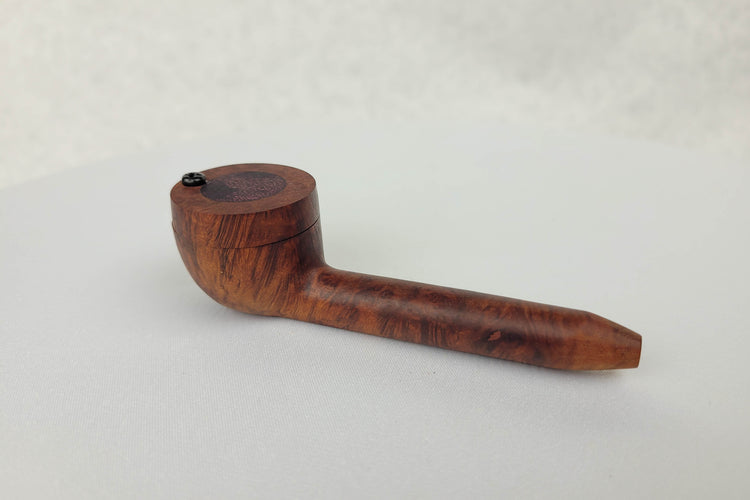 Briarwood Slender, Small Bowl Smoking Pipe with Purpleheart Inlayed Cap