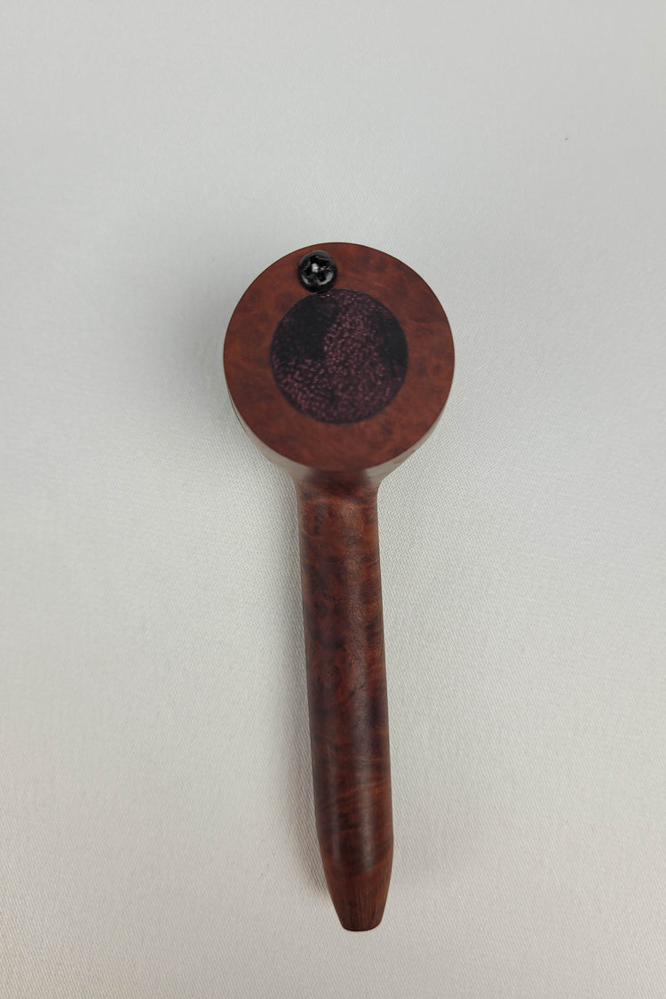 Briarwood Slender, Small Bowl Smoking Pipe with Purpleheart Inlayed Cap