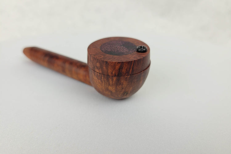 Briarwood Slender, Small Bowl Smoking Pipe with Purpleheart Inlayed Cap