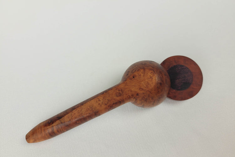 Briarwood Slender, Small Bowl Smoking Pipe with Purpleheart Inlayed Cap