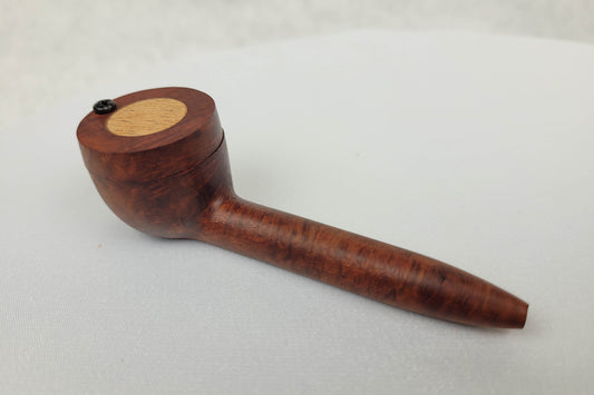 Small Bowl Briarwood Smoking Pipe with Mahogany Inlayed Cap