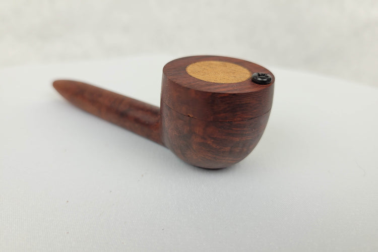 Small Bowl Briarwood Smoking Pipe with Mahogany Inlayed Cap