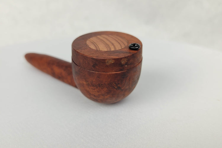 Large Bowl Briarwood Smoking Pipe with Bubinga Inlayed Cap