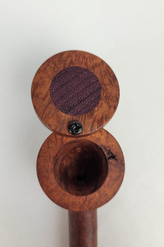 Briarwood Smoking Pipe with a Wider Bowl and Purpleheart Inlayed Cap