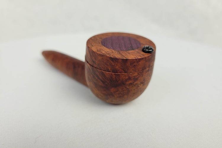 Briarwood Smoking Pipe with a Wider Bowl and Purpleheart Inlayed Cap