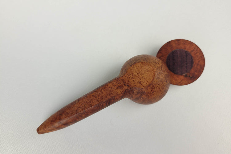 Briarwood Smoking Pipe with a Wider Bowl and Purpleheart Inlayed Cap