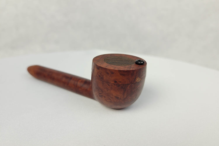 Briarwood Slender, Small Bowl Smoking Pipe with a Wenge Inlayed Cap