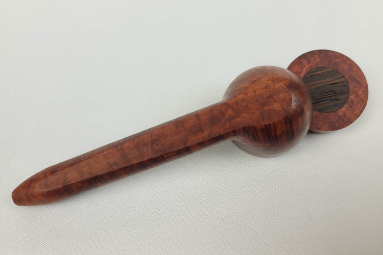 Briarwood Slender, Small Bowl Smoking Pipe with a Wenge Inlayed Cap