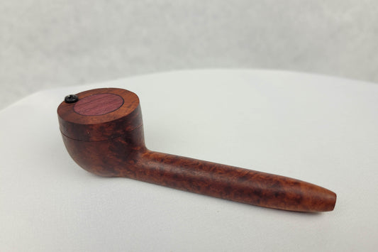 Small Bowl Briarwood Smoking Pipe with Purpleheart Inlayed Cap