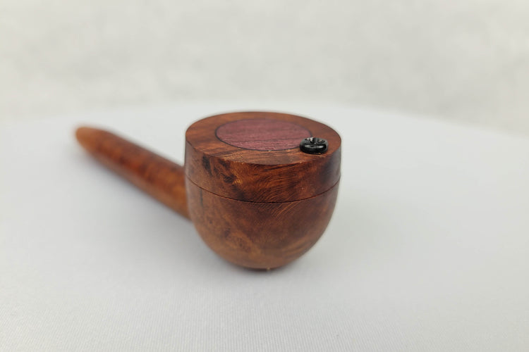 Small Bowl Briarwood Smoking Pipe with Purpleheart Inlayed Cap