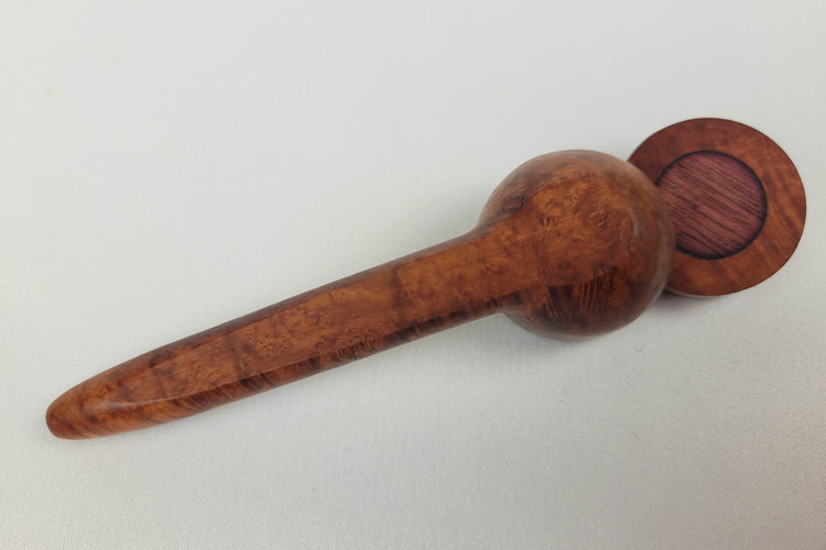 Small Bowl Briarwood Smoking Pipe with Purpleheart Inlayed Cap