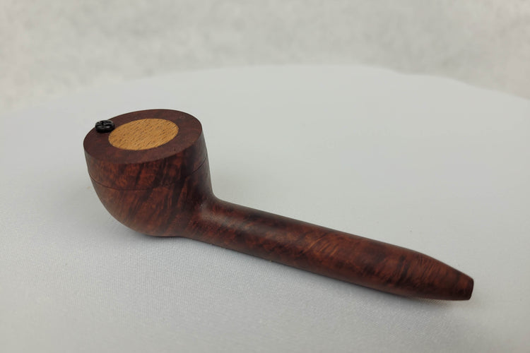 Small Bowl Briarwood Smoking Pipe with Mahogany Inlayed Cap