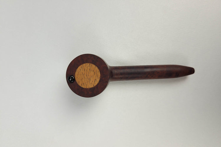 Small Bowl Briarwood Smoking Pipe with Mahogany Inlayed Cap