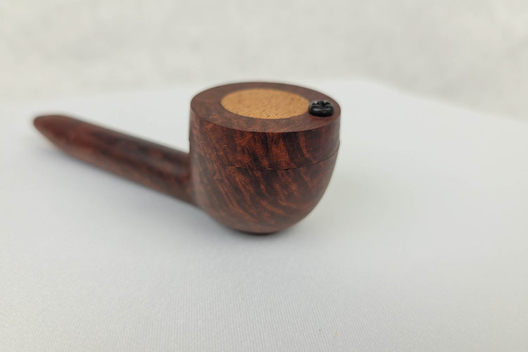 Small Bowl Briarwood Smoking Pipe with Mahogany Inlayed Cap