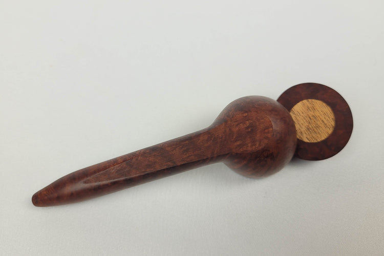 Small Bowl Briarwood Smoking Pipe with Mahogany Inlayed Cap