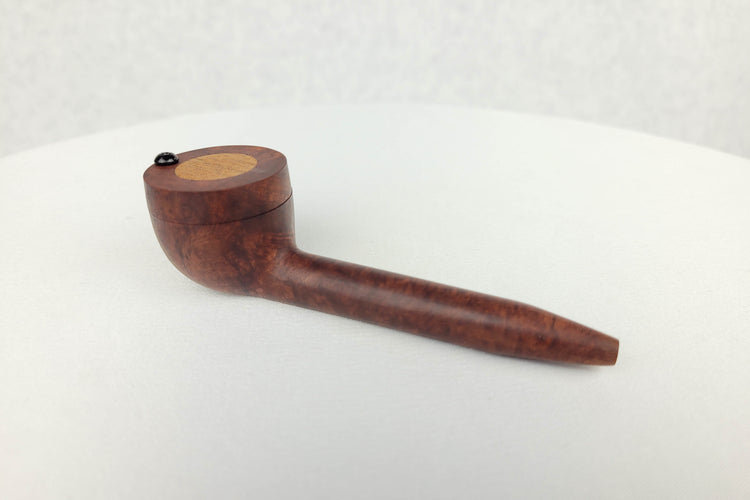 Slender Briarwood Smoking Pipe with Mahogany Inlayed Cap