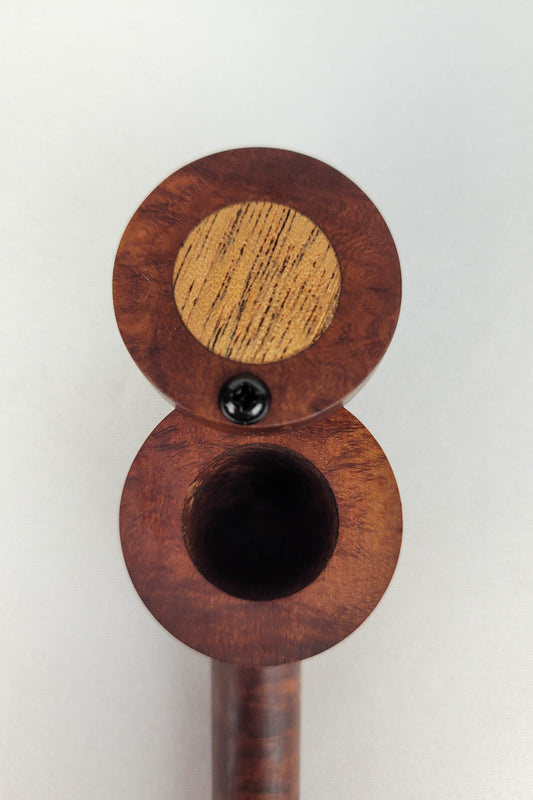 Slender Briarwood Smoking Pipe with Mahogany Inlayed Cap