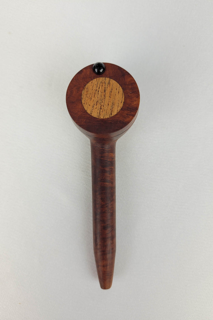 Slender Briarwood Smoking Pipe with Mahogany Inlayed Cap