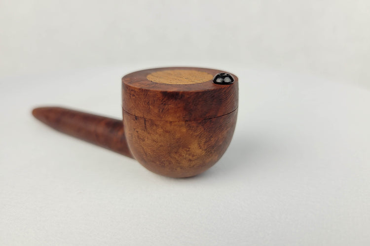 Slender Briarwood Smoking Pipe with Mahogany Inlayed Cap