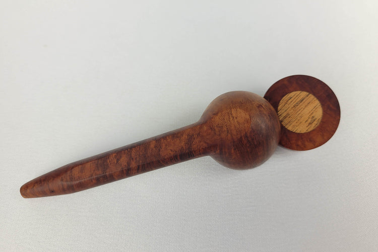 Slender Briarwood Smoking Pipe with Mahogany Inlayed Cap