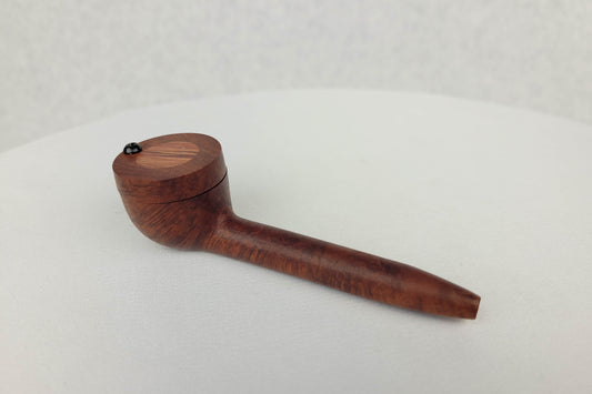 Slender Briarwood Smoking Pipe with Bubinga Inlayed Cap