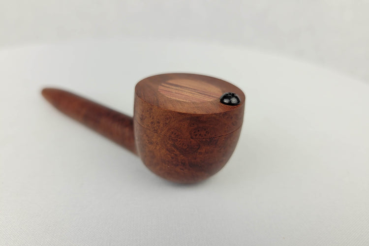 Slender Briarwood Smoking Pipe with Bubinga Inlayed Cap