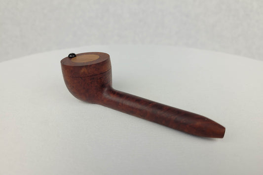 Slender Briarwood Smoking Pipe with a Walnut Inlayed Cap