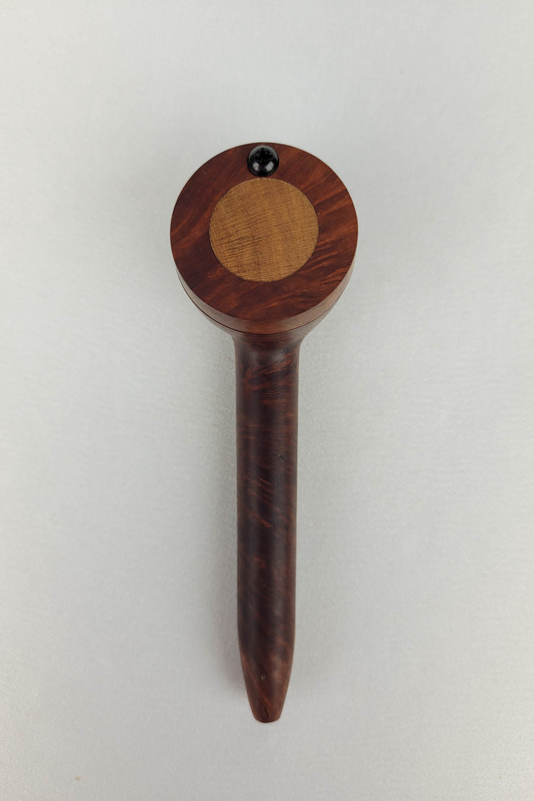 Slender Briarwood Smoking Pipe with a Walnut Inlayed Cap