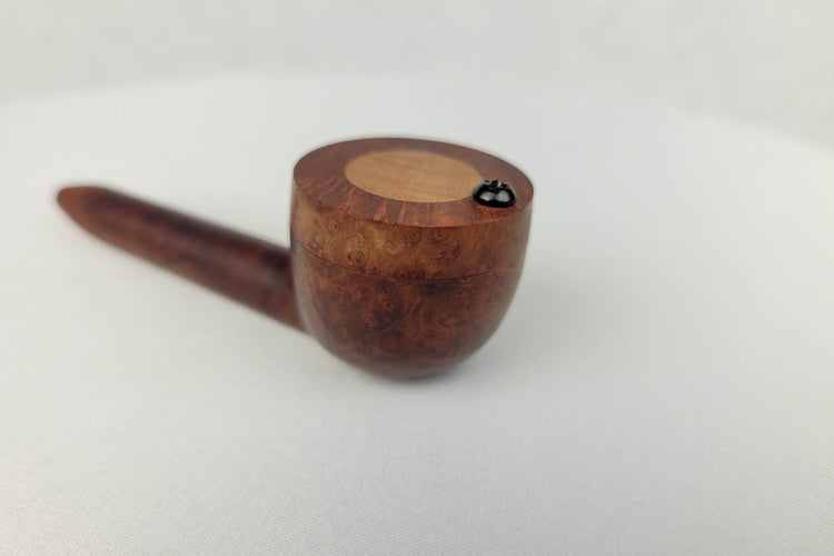 Slender Briarwood Smoking Pipe with a Walnut Inlayed Cap