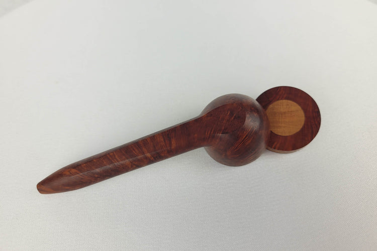 Slender Briarwood Smoking Pipe with a Walnut Inlayed Cap