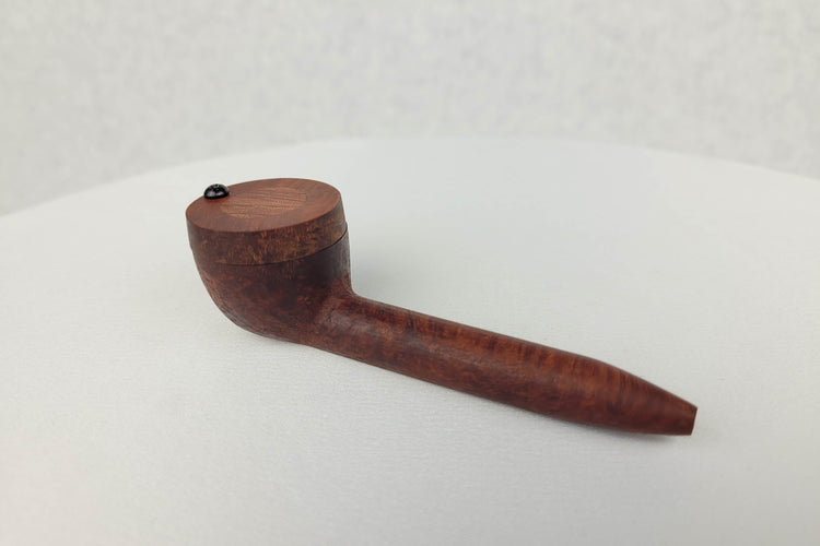 Slender Briarwood Trail Smoking Pipe with Bubinga Inlayed Cap