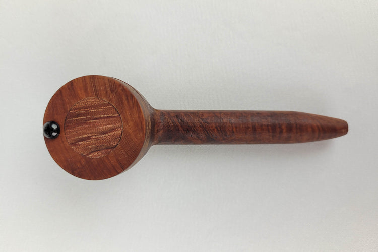 Slender Briarwood Trail Smoking Pipe with Bubinga Inlayed Cap