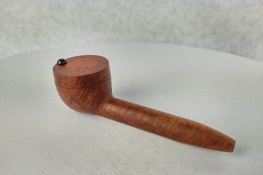 Slender Briarwood Smoking Pipe with Padauk Inlayed Cap