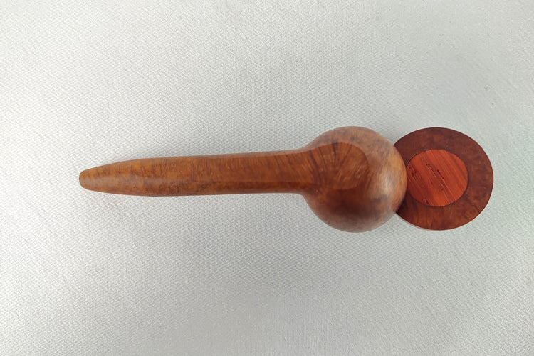 Slender Briarwood Smoking Pipe with Padauk Inlayed Cap