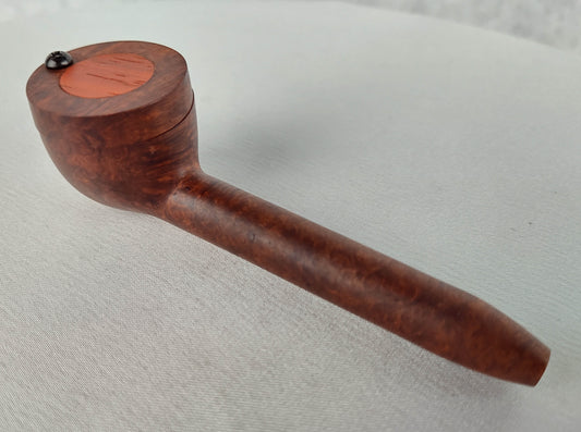 Slender Briarwood Smoking Pipe with Padauk Inlayed Cap