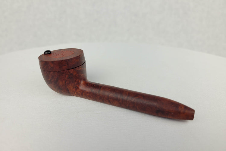 Slender Briarwood Smoking Pipe with Padauk Inlayed Cap