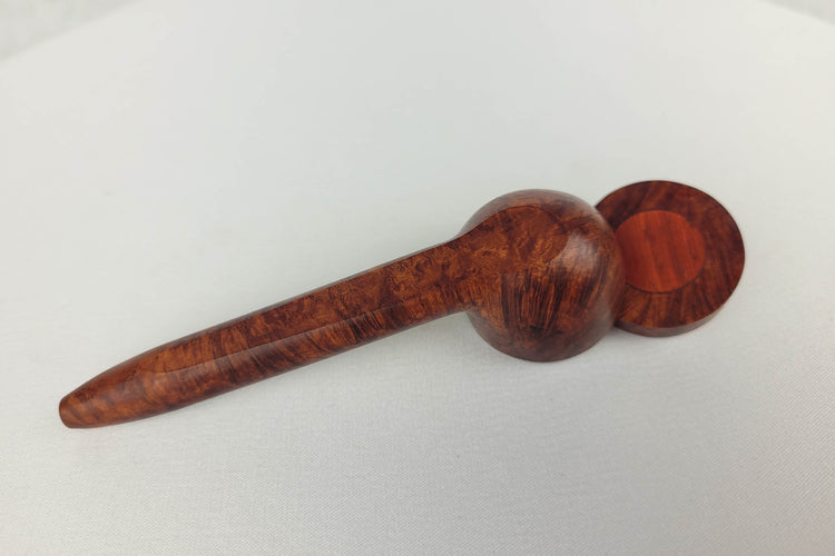 Slender Briarwood Smoking Pipe with Padauk Inlayed Cap